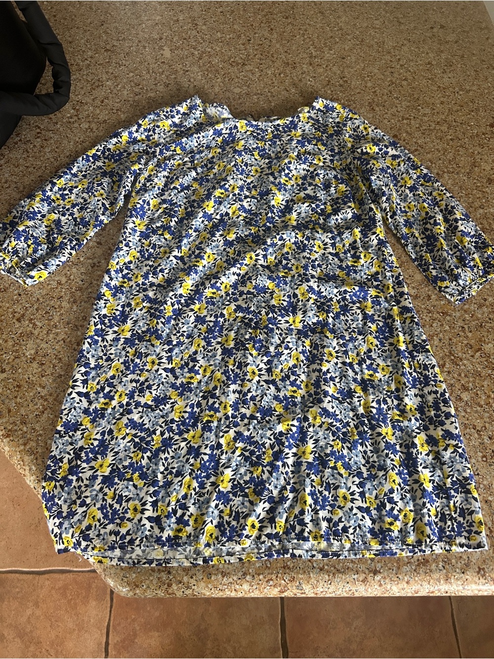 Old Navy White Dress with Blue and Yellow Floral Print